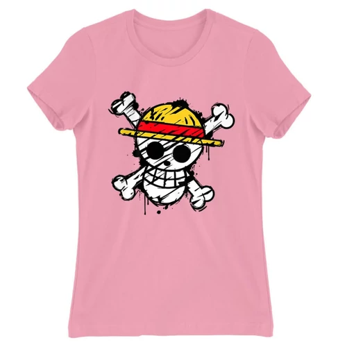 Világos rózsaszín One Piece női rövid ujjú póló - Grunge Logo
