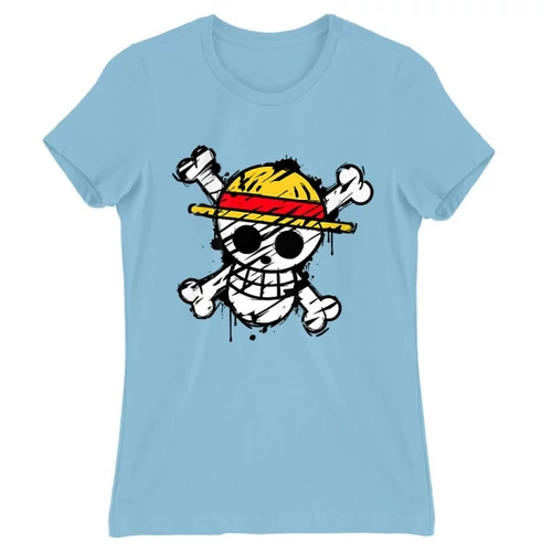 Világoskék One Piece női rövid ujjú póló - Grunge Logo