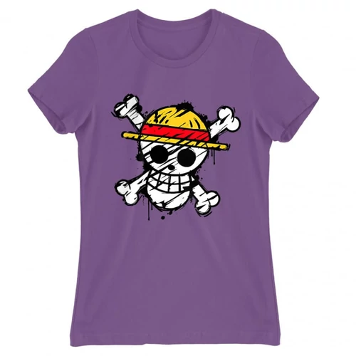 Világoslila One Piece női rövid ujjú póló - Grunge Logo