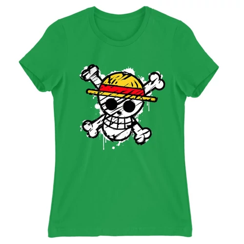 Zöld One Piece női rövid ujjú póló - Grunge Logo