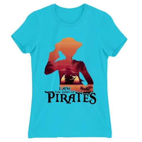 Atollkék One Piece női rövid ujjú póló - I Am The King Of Pirates
