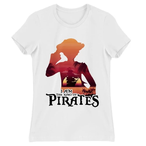 Fehér One Piece női rövid ujjú póló - I Am The King Of Pirates