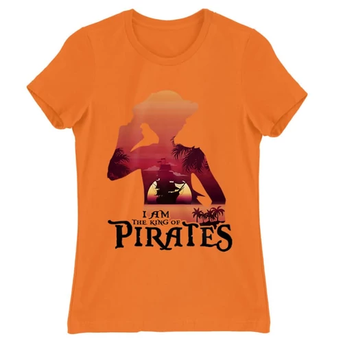 Narancs One Piece női rövid ujjú póló - I Am The King Of Pirates