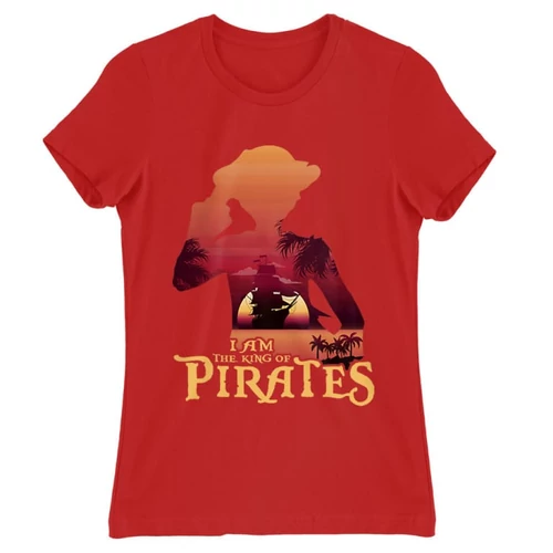 Piros One Piece női rövid ujjú póló - I Am The King Of Pirates