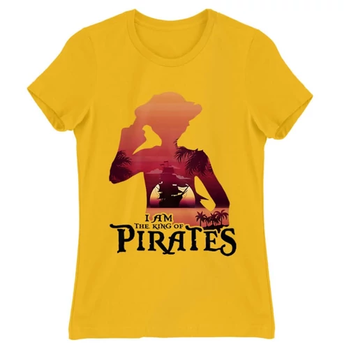 Sárga One Piece női rövid ujjú póló - I Am The King Of Pirates