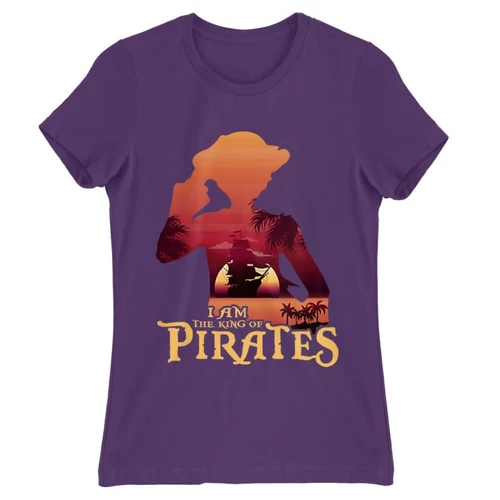 Sötétlila One Piece női rövid ujjú póló - I Am The King Of Pirates