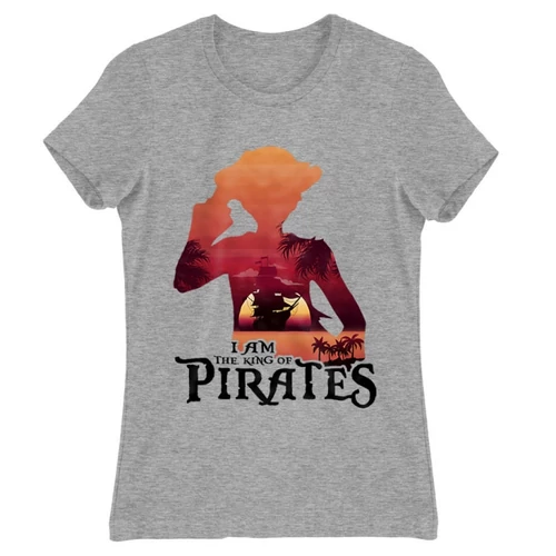 Sportszürke One Piece női rövid ujjú póló - I Am The King Of Pirates
