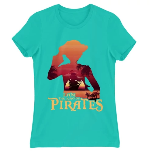 Türkiz One Piece női rövid ujjú póló - I Am The King Of Pirates