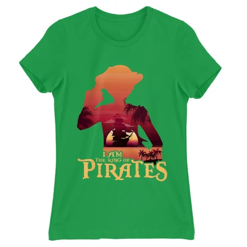 Zöld One Piece női rövid ujjú póló - I Am The King Of Pirates