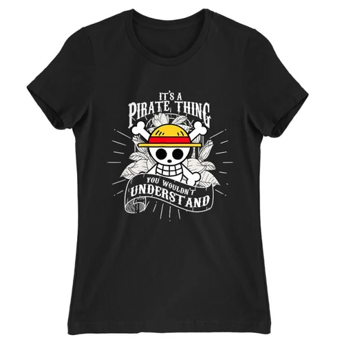 Fekete One Piece női rövid ujjú póló - It’s A Pirate Thing