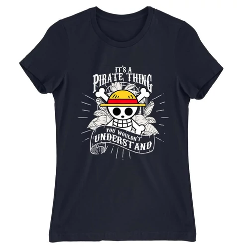 Sötétkék One Piece női rövid ujjú póló - It’s A Pirate Thing