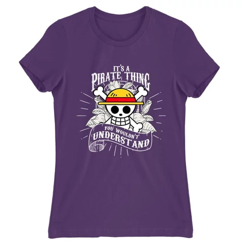 Sötétlila One Piece női rövid ujjú póló - It’s A Pirate Thing