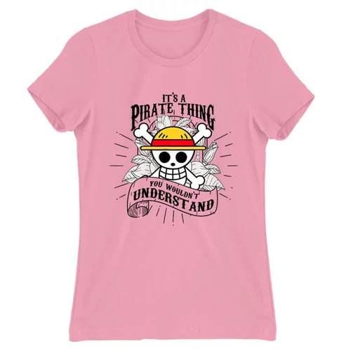 Világos rózsaszín One Piece női rövid ujjú póló - It’s A Pirate Thing