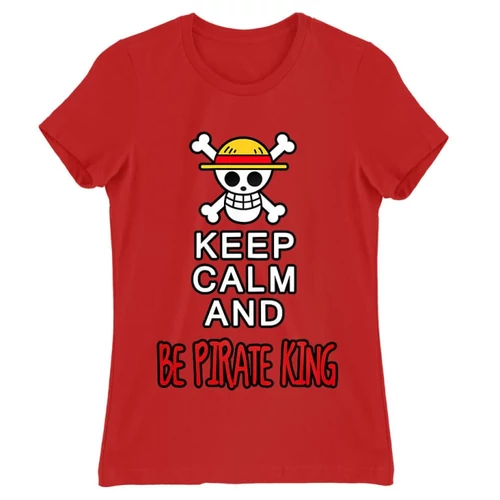 Piros One Piece női rövid ujjú póló - Keep Calm and Be Pirate King