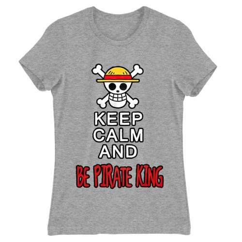 Sportszürke One Piece női rövid ujjú póló - Keep Calm and Be Pirate King