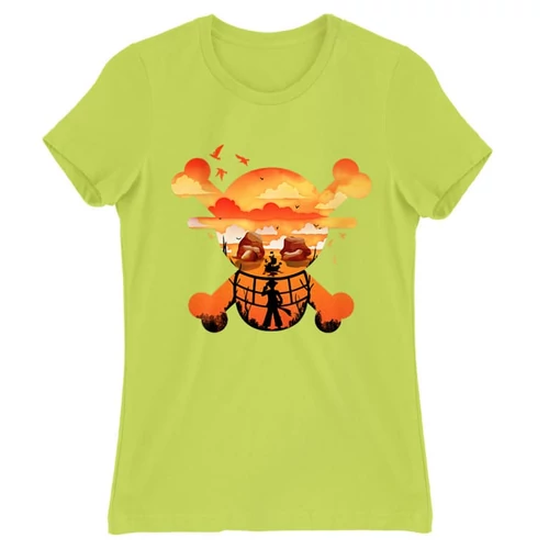 Almazöld One Piece női rövid ujjú póló - Logo Silhouette
