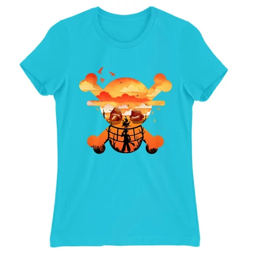 Atollkék One Piece női rövid ujjú póló - Logo Silhouette