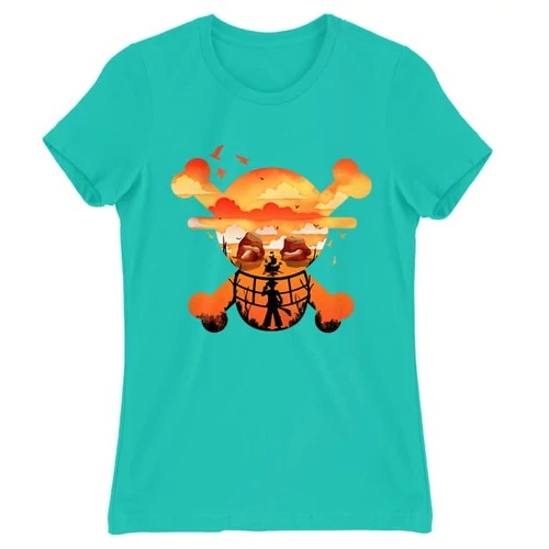 Türkiz One Piece női rövid ujjú póló - Logo Silhouette