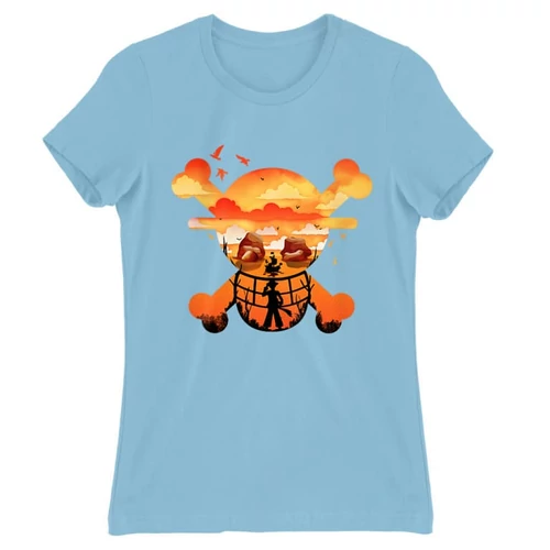 Világoskék One Piece női rövid ujjú póló - Logo Silhouette