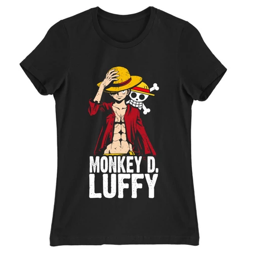 Fekete One Piece női rövid ujjú póló - Luffy Color