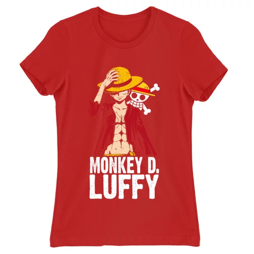 Piros One Piece női rövid ujjú póló - Luffy Color