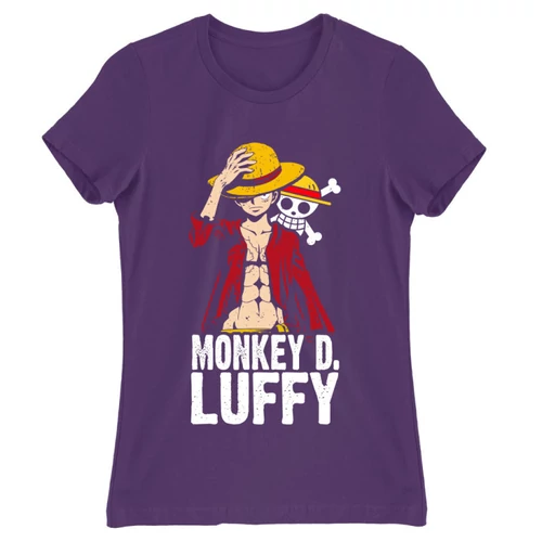 Sötétlila One Piece női rövid ujjú póló - Luffy Color