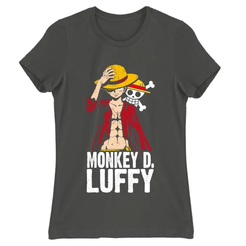 Sötétszürke One Piece női rövid ujjú póló - Luffy Color