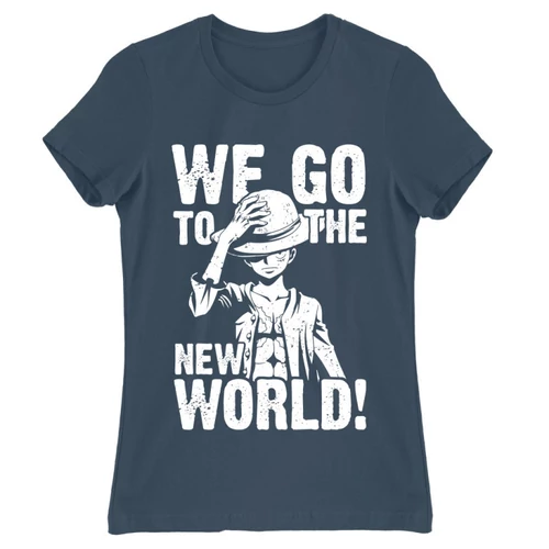 Denim One Piece női rövid ujjú póló - Luffy Monochrome