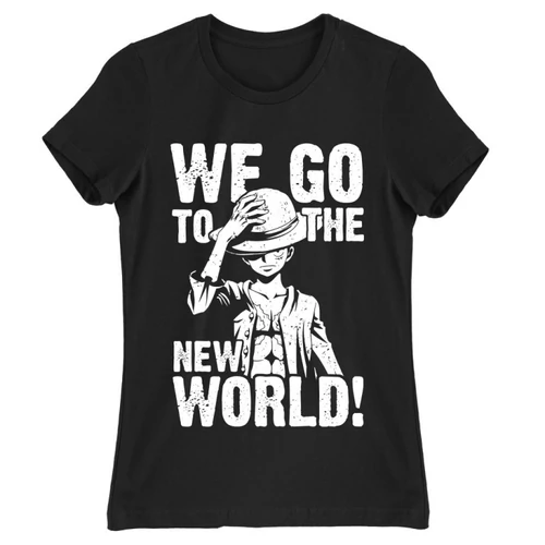 Fekete One Piece női rövid ujjú póló - Luffy Monochrome