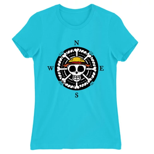 Atollkék One Piece női rövid ujjú póló - One Piece Compass