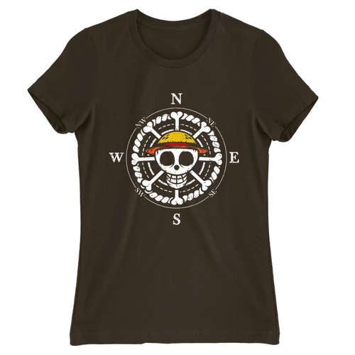 Barna One Piece női rövid ujjú póló - One Piece Compass