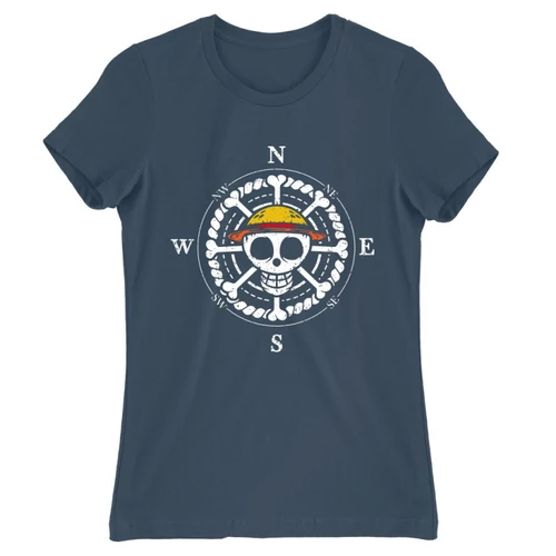 Denim One Piece női rövid ujjú póló - One Piece Compass
