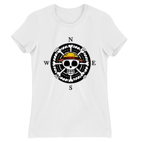 Fehér One Piece női rövid ujjú póló - One Piece Compass