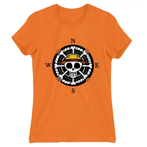 Narancs One Piece női rövid ujjú póló - One Piece Compass