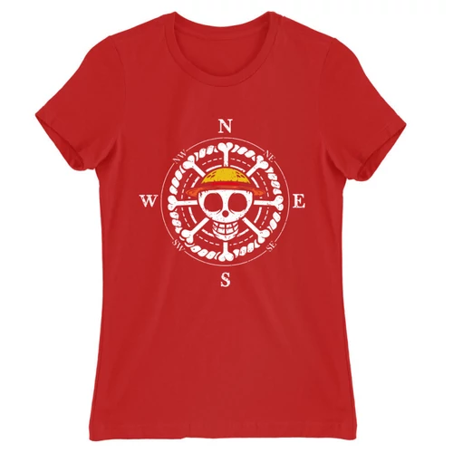 Piros One Piece női rövid ujjú póló - One Piece Compass