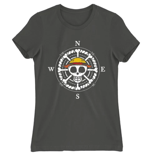 Sötétszürke One Piece női rövid ujjú póló - One Piece Compass