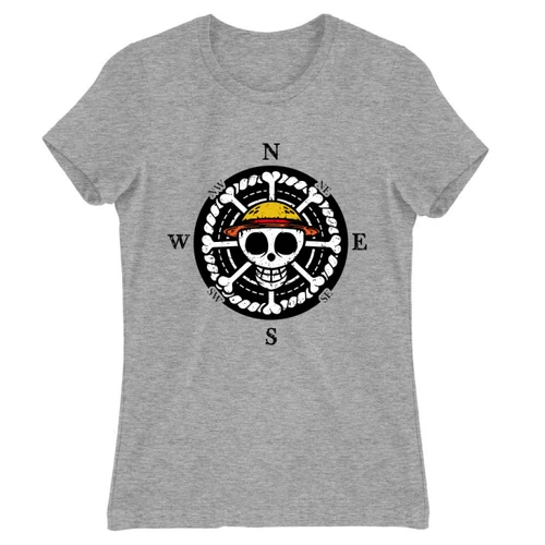 Sportszürke One Piece női rövid ujjú póló - One Piece Compass