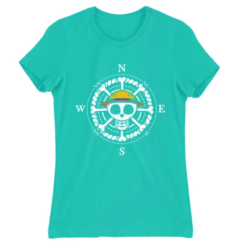 Türkiz One Piece női rövid ujjú póló - One Piece Compass