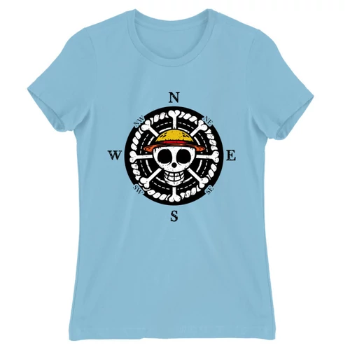 Világoskék One Piece női rövid ujjú póló - One Piece Compass