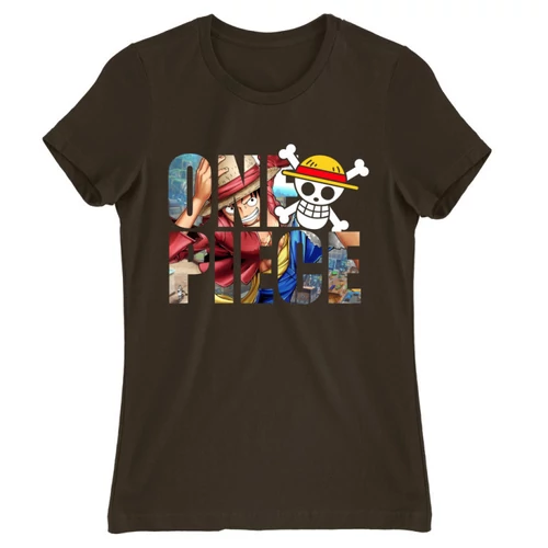 Barna One Piece női rövid ujjú póló - Text