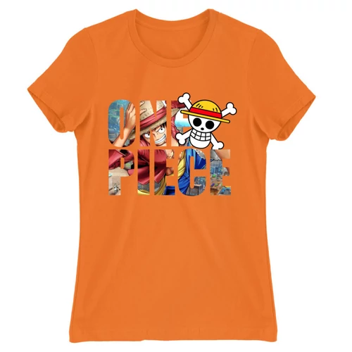 Narancs One Piece női rövid ujjú póló - Text