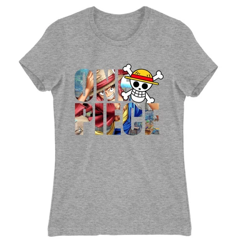 Sportszürke One Piece női rövid ujjú póló - Text