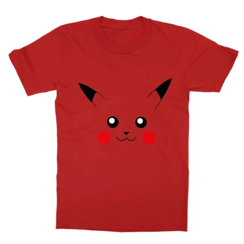 Piros Pokémon gyerek rövid ujjú póló - Pikachu face