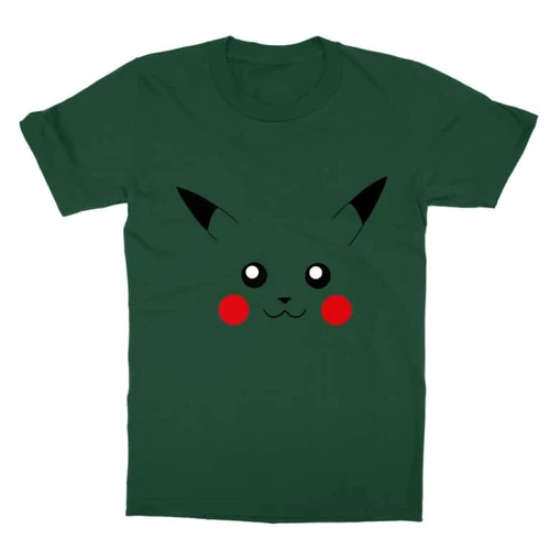 Sötétzöld Pokémon gyerek rövid ujjú póló - Pikachu face