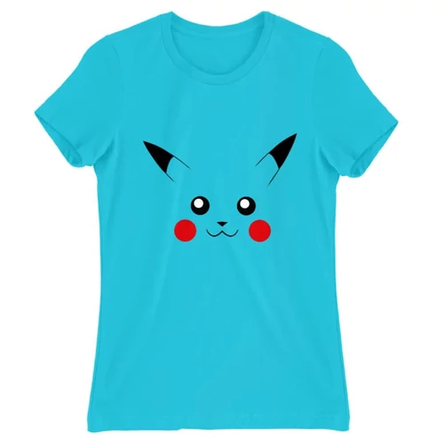 Atollkék Pokémon női rövid ujjú póló - Pikachu face