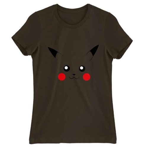Barna Pokémon női rövid ujjú póló - Pikachu face