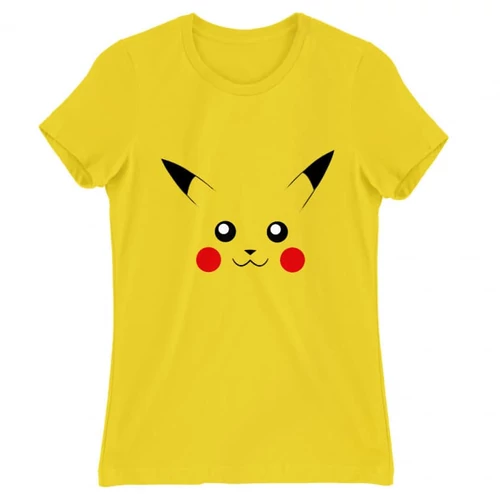 Citromsárga Pokémon női rövid ujjú póló - Pikachu face