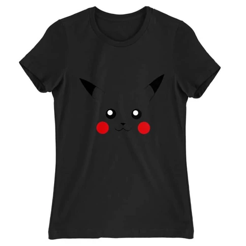 Fekete Pokémon női rövid ujjú póló - Pikachu face