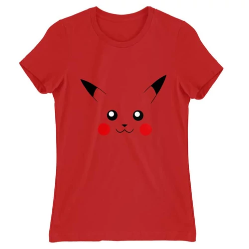 Piros Pokémon női rövid ujjú póló - Pikachu face