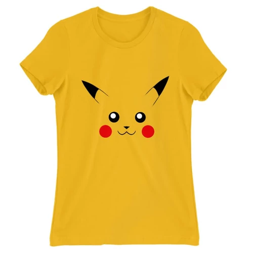 Sárga Pokémon női rövid ujjú póló - Pikachu face